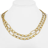 18k Yellow and White Gold 22.5g Hollow Long 7.5mm Vintage Necklace Italy 37"