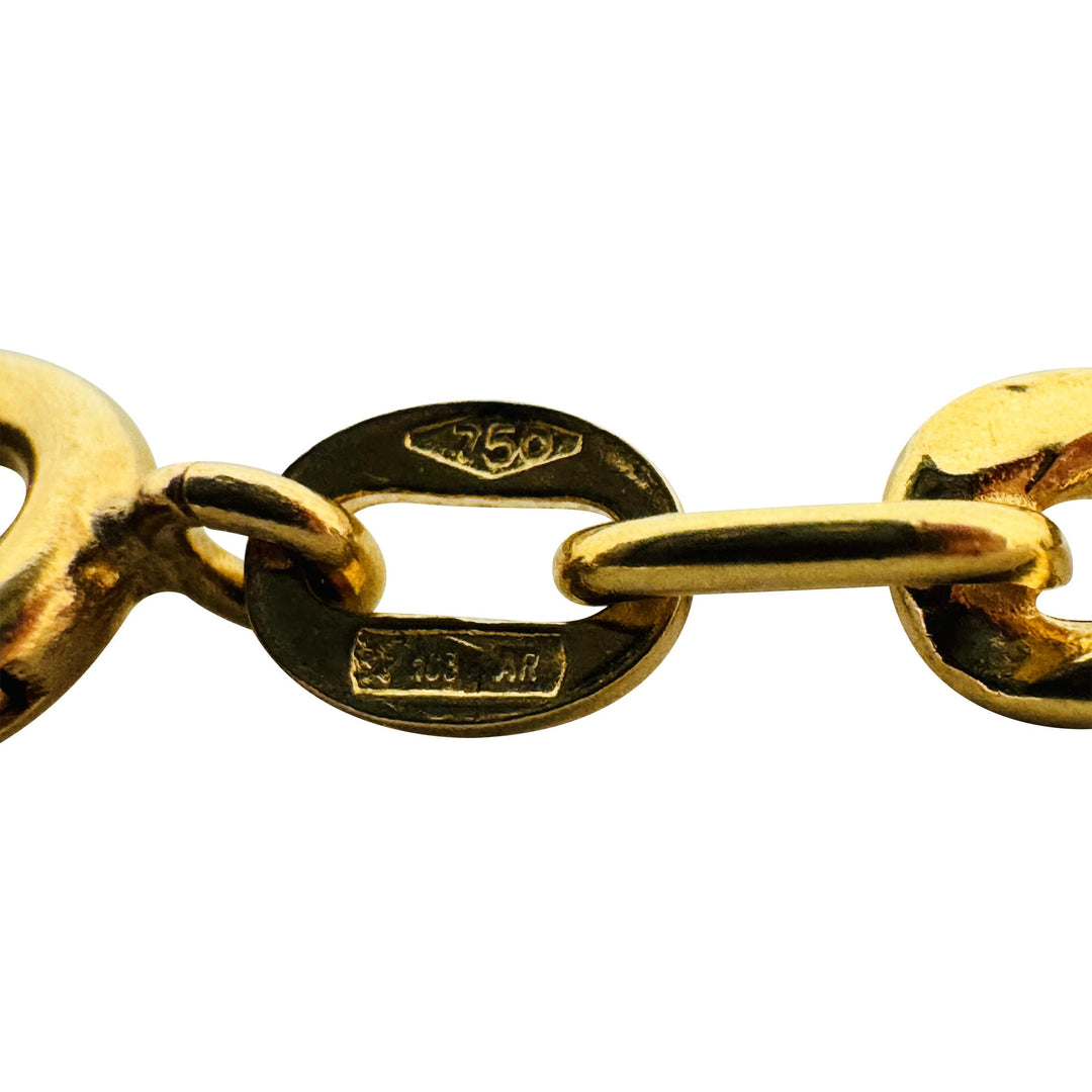 18k Yellow and White Gold 22.5g Hollow Long 7.5mm Vintage Necklace Italy 37"