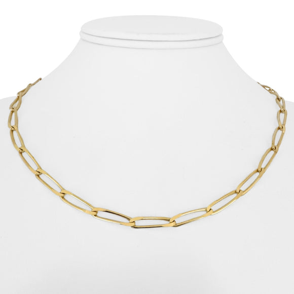 18k Yellow Gold 15.7g Solid Ladies 4mm Twisted Paperclip Link Necklace Italy 18