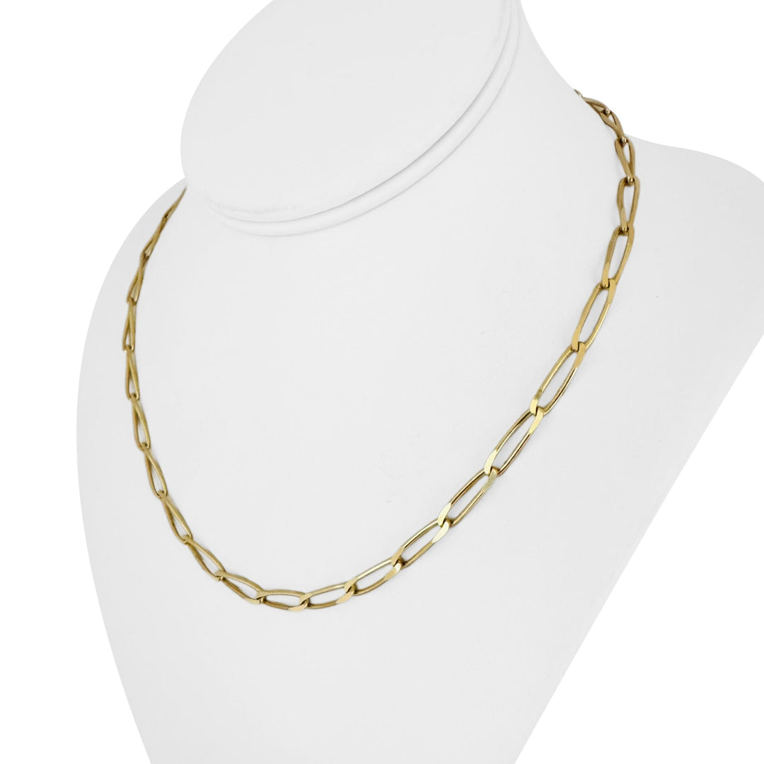 18k Yellow Gold 15.7g Solid Ladies 4mm Twisted Paperclip Link Necklace Italy 18"