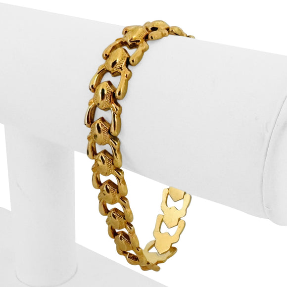 18k Yellow Gold 12.4g Vintage Milor 11mm Fancy Link Bracelet Italy 7.25