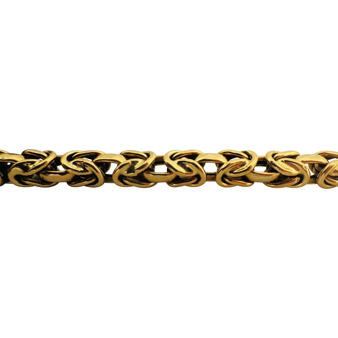 18k Yellow Gold 16g Vintage UnoAErre Squared Byzantine Link Bracelet Italy 7.5"