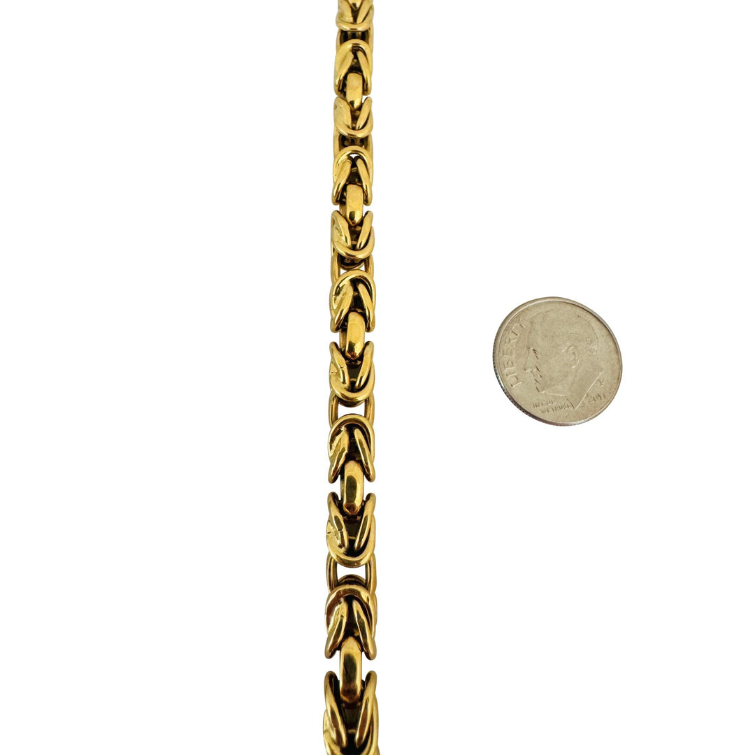 18k Yellow Gold 16g Vintage UnoAErre Squared Byzantine Link Bracelet Italy 7.5"