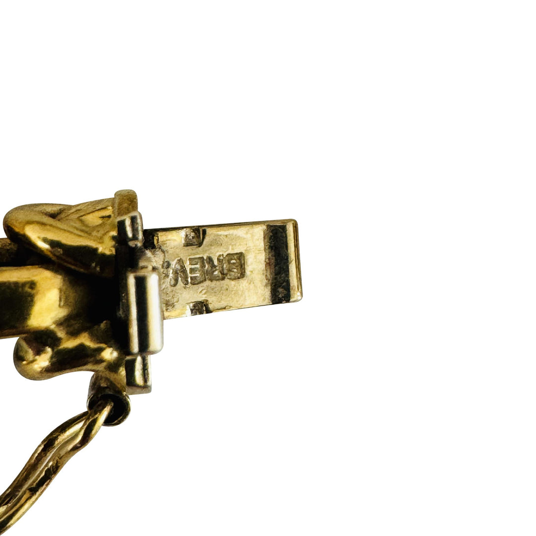 18k Yellow Gold 16g Vintage UnoAErre Squared Byzantine Link Bracelet Italy 7.5"