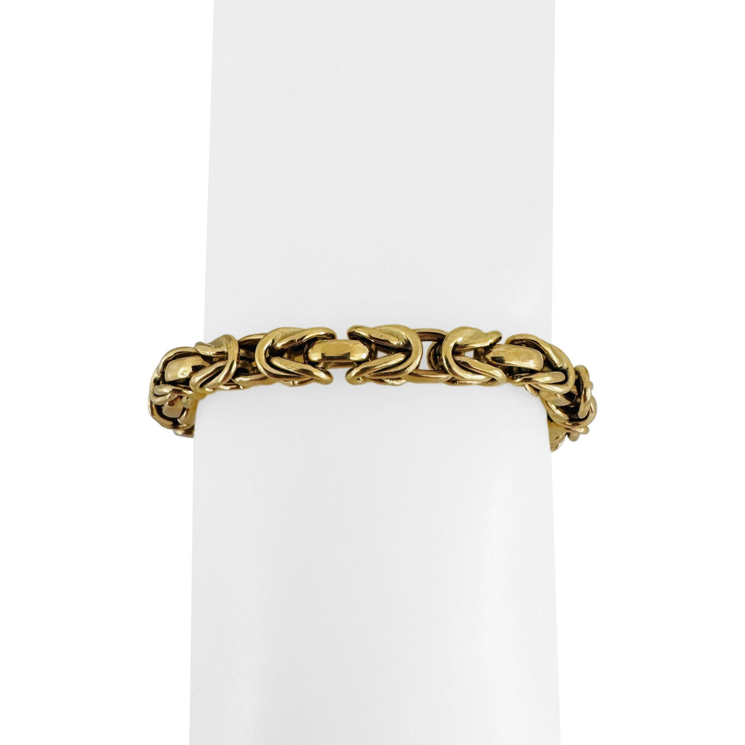 18k Yellow Gold 16g Vintage UnoAErre Squared Byzantine Link Bracelet Italy 7.5"