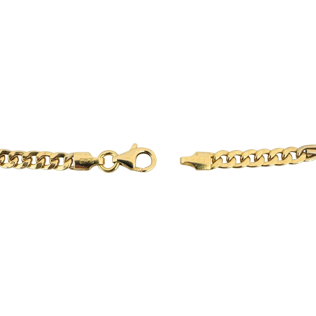 18k Yellow Gold 4.3g Hollow Light 3.5mm Fancy Curb Link Bracelet Italy 7.5"