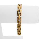 18k Yellow Gold 16.2g Vintage 8mm Textured Bar Link Bracelet Italy 7.5"