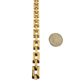 18k Yellow Gold 16.2g Vintage 8mm Textured Bar Link Bracelet Italy 7.5"