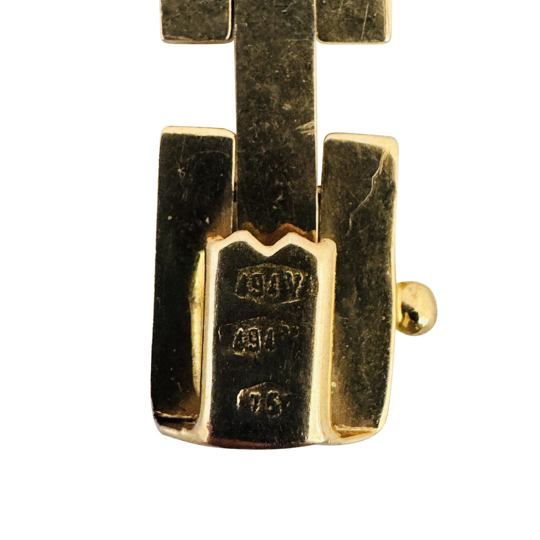 18k Yellow Gold 16.2g Vintage 8mm Textured Bar Link Bracelet Italy 7.5"