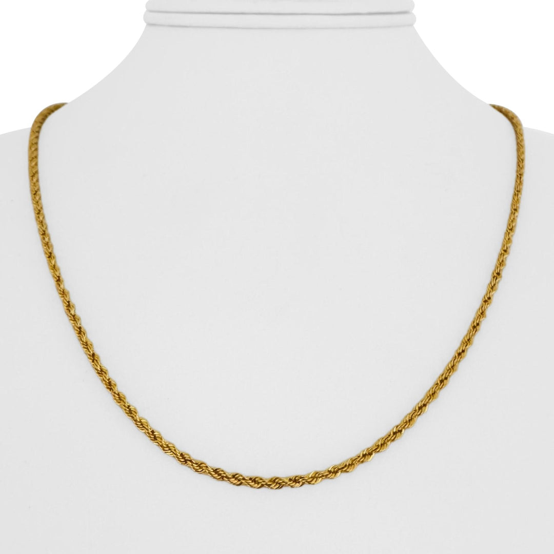 22k Yellow Gold 4.5g Hollow Light 2.2mm Rope Chain Necklace 20"