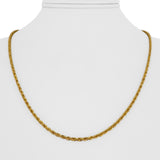 22k Yellow Gold 4.5g Hollow Light 2.2mm Rope Chain Necklace 20"