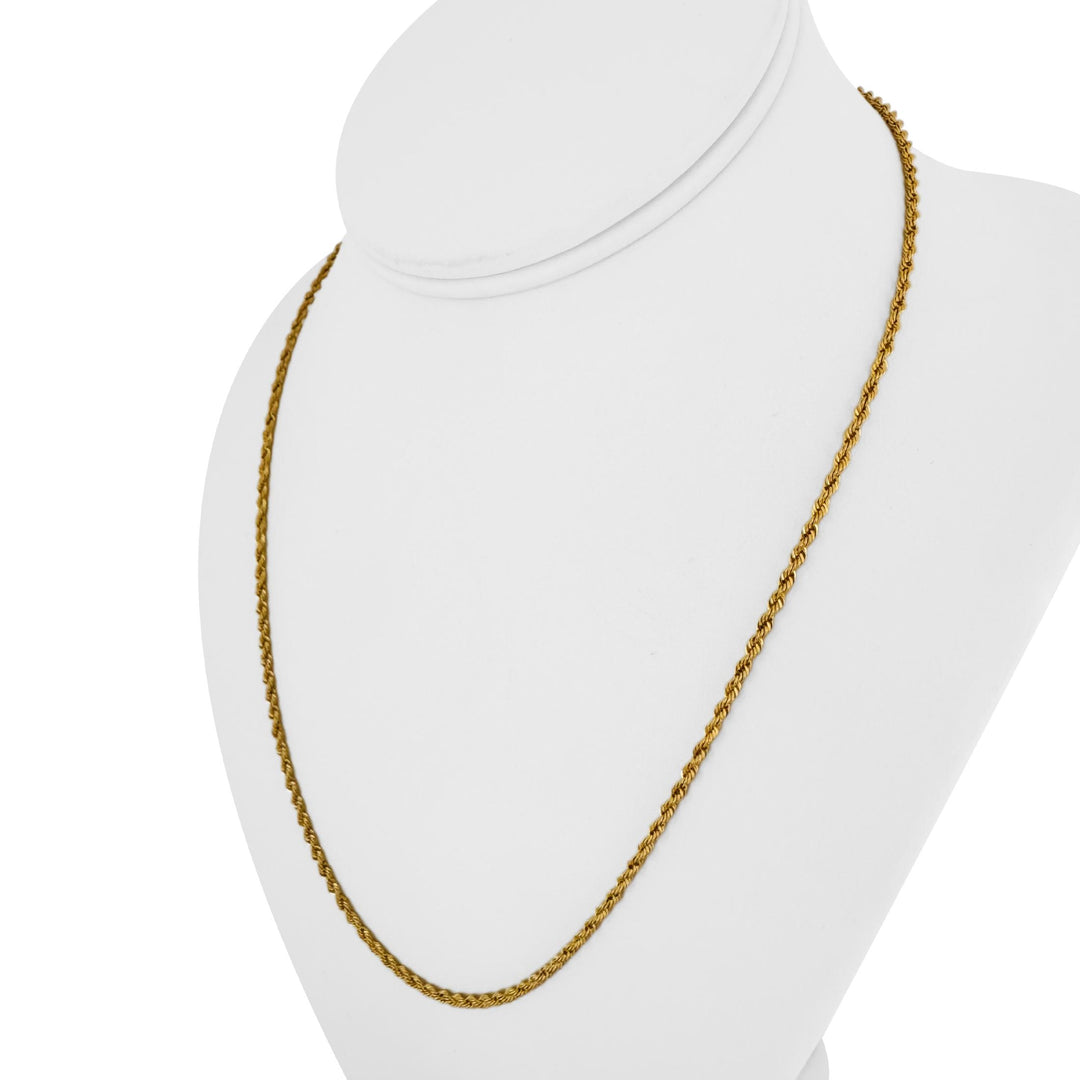 22k Yellow Gold 4.5g Hollow Light 2.2mm Rope Chain Necklace 20"