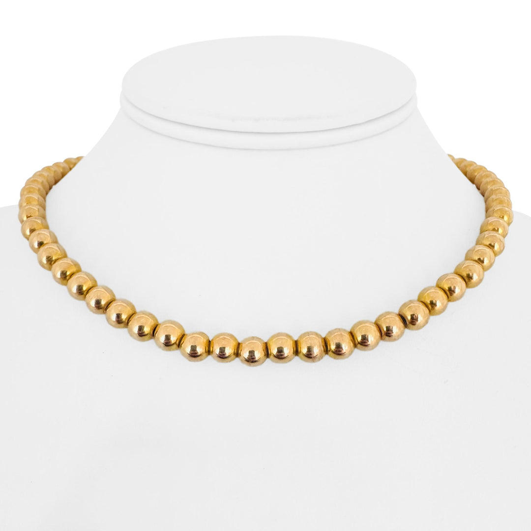 14k Yellow Gold 14.7g Vintage Polished 6mm Ball String Necklace 15.5"
