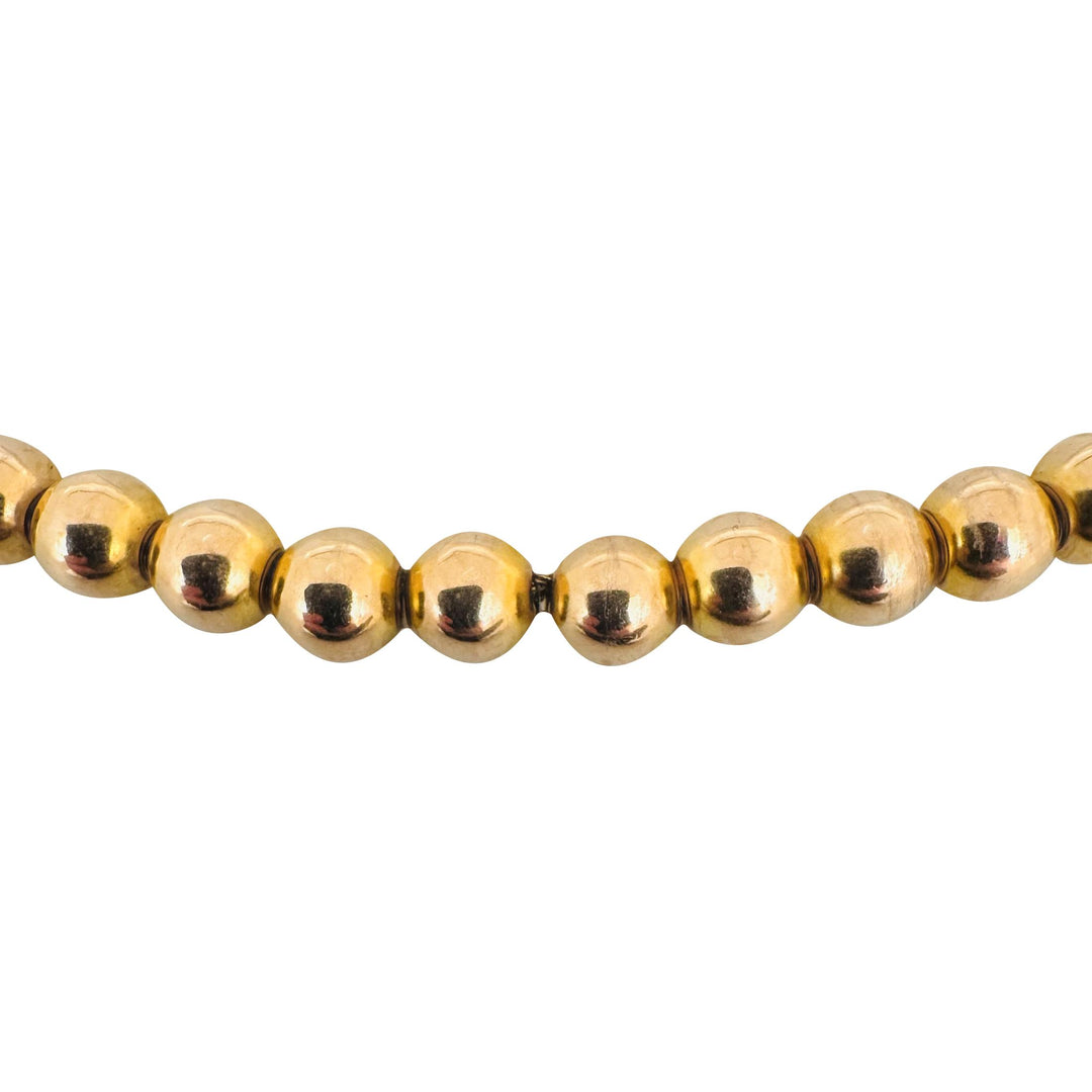 14k Yellow Gold 14.7g Vintage Polished 6mm Ball String Necklace 15.5"