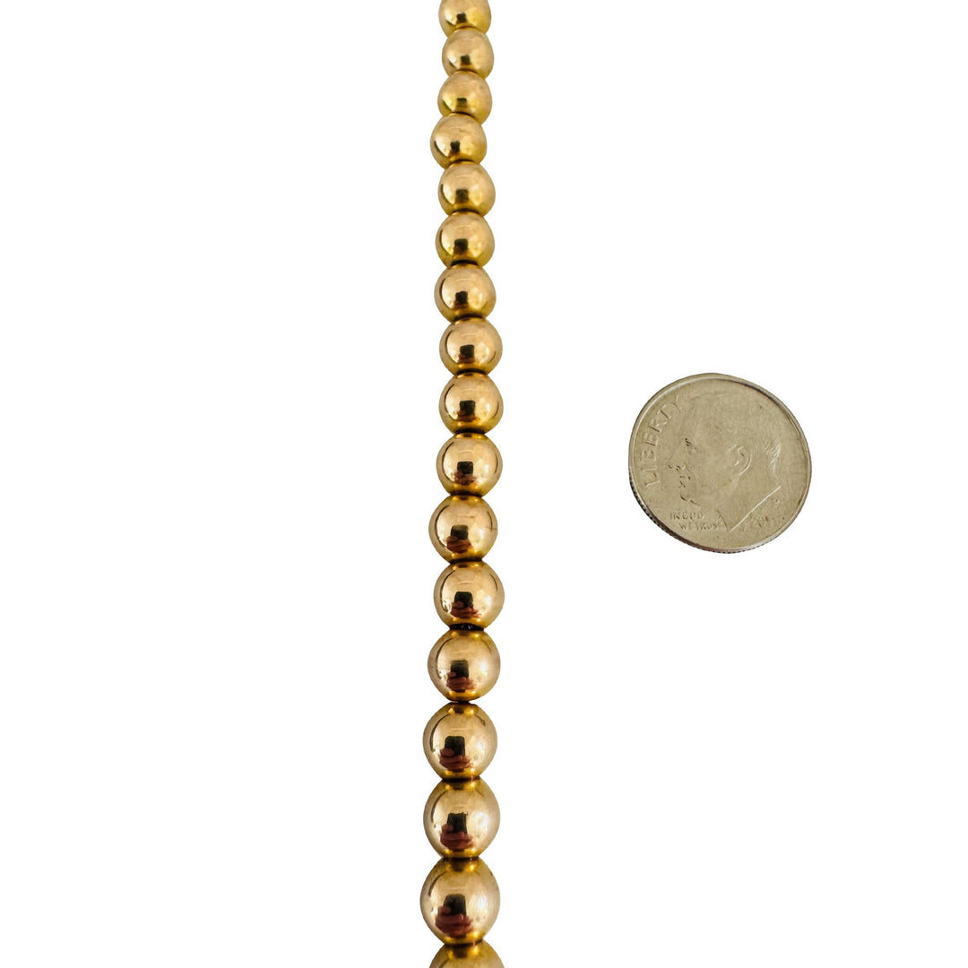 14k Yellow Gold 14.7g Vintage Polished 6mm Ball String Necklace 15.5"