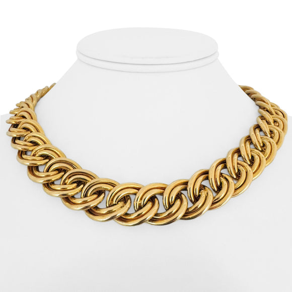 14k Yellow Gold 60g UnoAErre Vintage Graduated Double Curb Necklace Italy 17