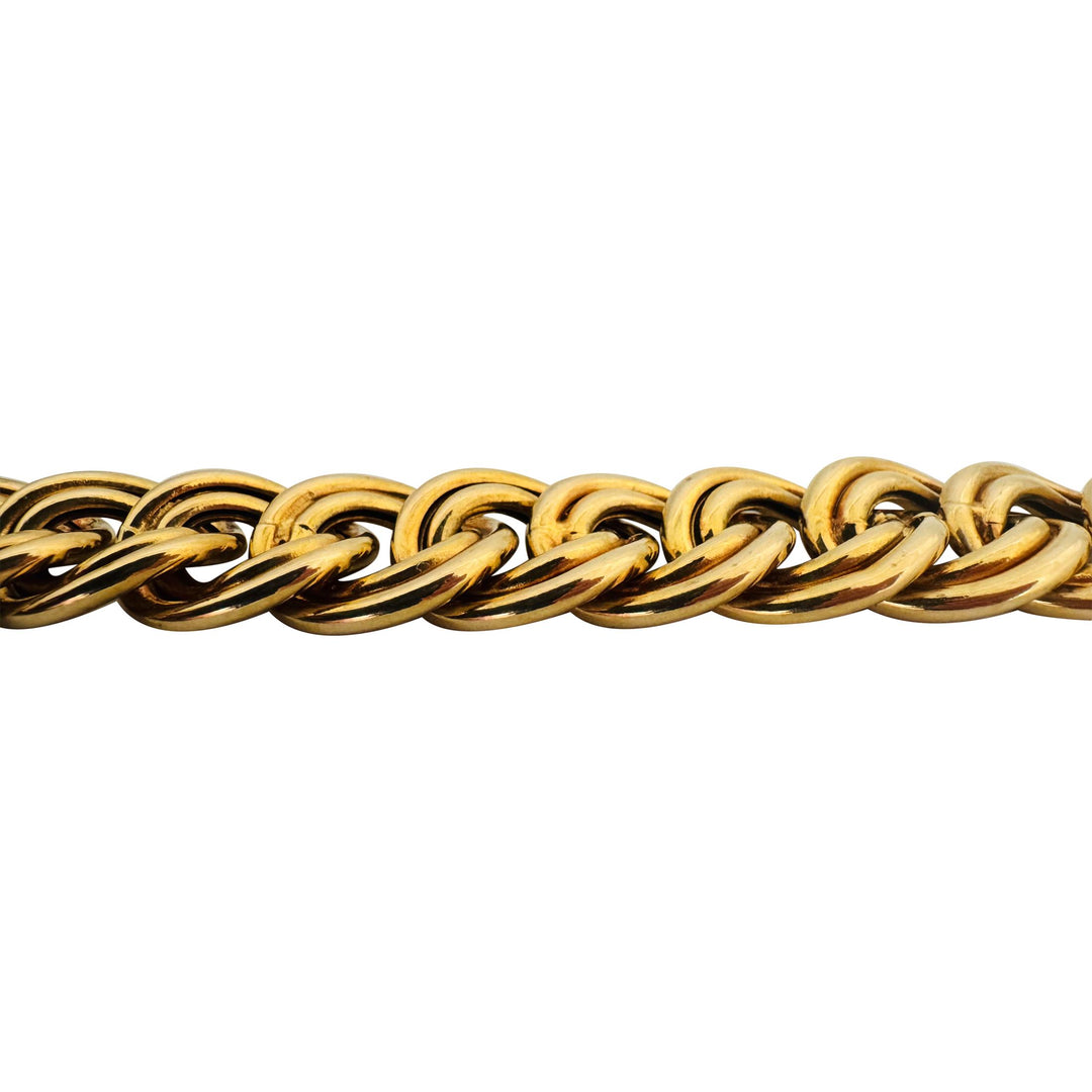 14k Yellow Gold 60g UnoAErre Vintage Graduated Double Curb Necklace Italy 17"