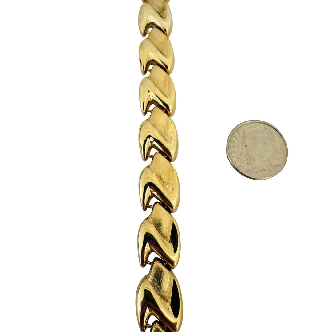 14k Yellow Gold 35.2g Ladies Thick 12mm Fancy Link Necklace Italy 16"