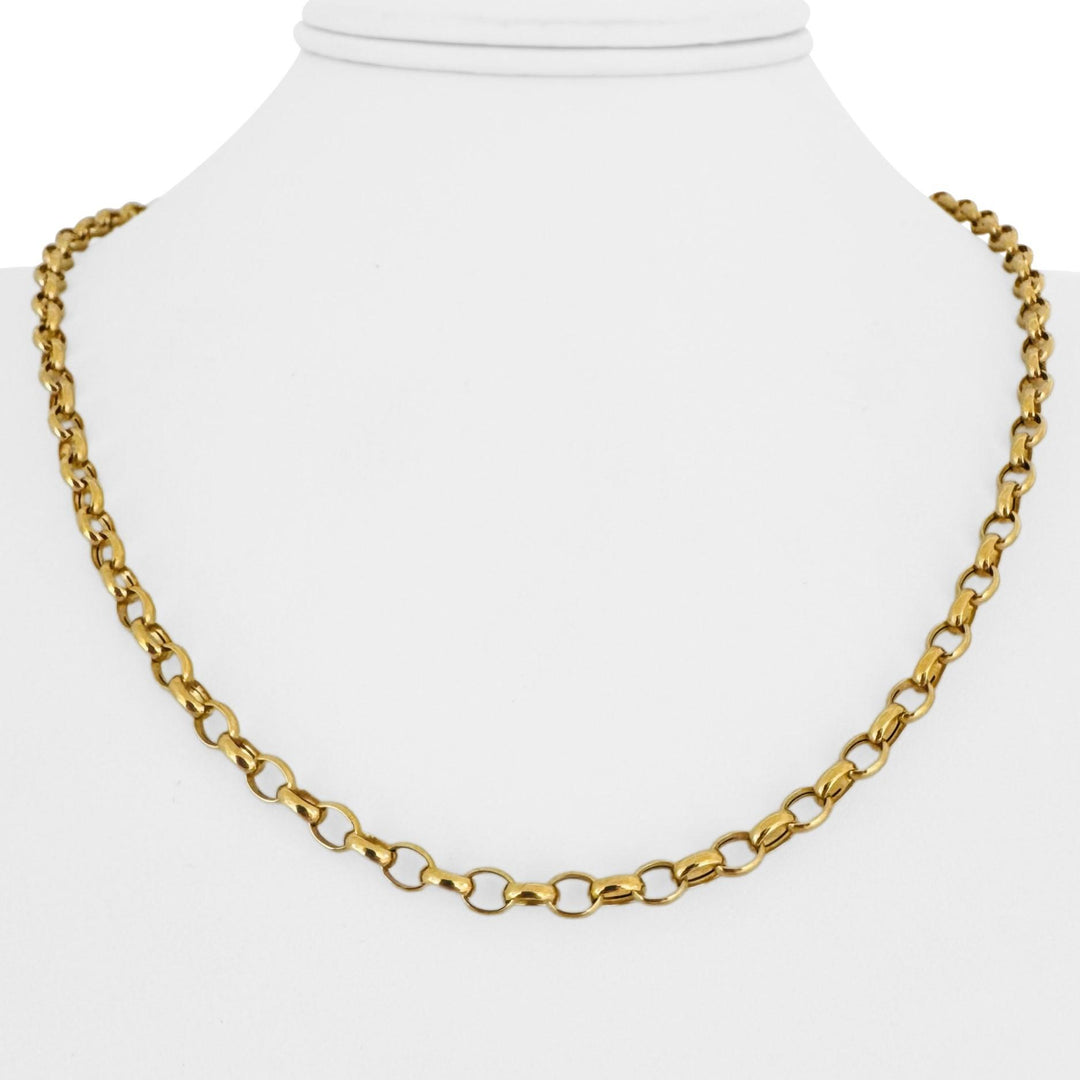 14k Yellow Gold 6.6g Hollow Light 4.5mm Milor Oval Rolo Link Necklace Italy 20"