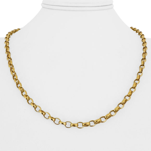 14k Yellow Gold 6.6g Hollow Light 4.5mm Milor Oval Rolo Link Necklace Italy 20