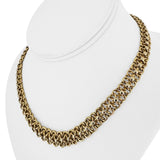 14k Yellow and White Gold 26.8g Graduated Beaded Fancy Link Necklace Italy 16.5"