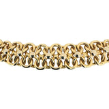 14k Yellow and White Gold 26.8g Graduated Beaded Fancy Link Necklace Italy 16.5"