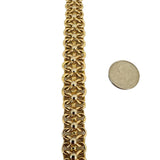 14k Yellow and White Gold 26.8g Graduated Beaded Fancy Link Necklace Italy 16.5"