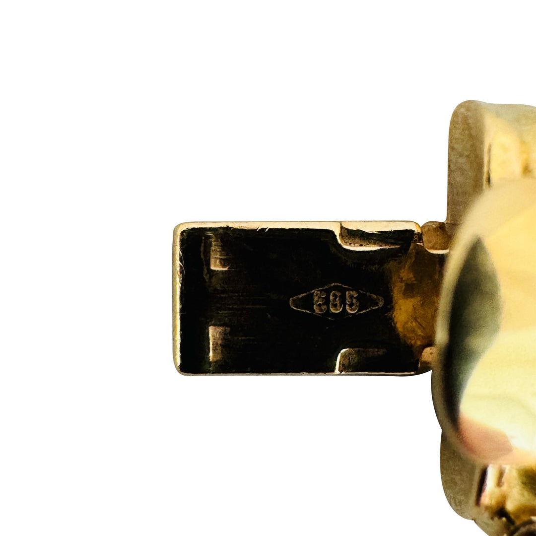 14k Yellow and White Gold 26.8g Graduated Beaded Fancy Link Necklace Italy 16.5"