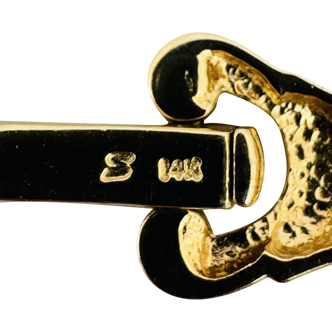 14k Yellow Gold and Onyx 34g Solid Heavy Cameo Link Bracelet 7"