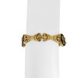 14k Yellow Gold and Onyx 34g Solid Heavy Cameo Link Bracelet 7"