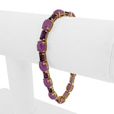 14k Yellow Gold Lavender Jade and Amethyst 12g Ladies Link Bracelet 7"