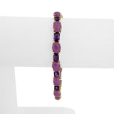 14k Yellow Gold Lavender Jade and Amethyst 12g Ladies Link Bracelet 7"