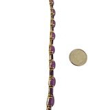 14k Yellow Gold Lavender Jade and Amethyst 12g Ladies Link Bracelet 7"
