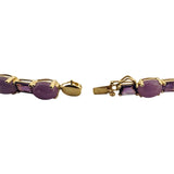 14k Yellow Gold Lavender Jade and Amethyst 12g Ladies Link Bracelet 7"