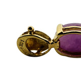 14k Yellow Gold Lavender Jade and Amethyst 12g Ladies Link Bracelet 7"