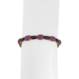14k Yellow Gold Lavender Jade and Amethyst 12g Ladies Link Bracelet 7"