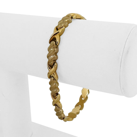 14k Yellow Gold 9.7g Ladies Vintage 7mm Fancy X Link Bracelet 7