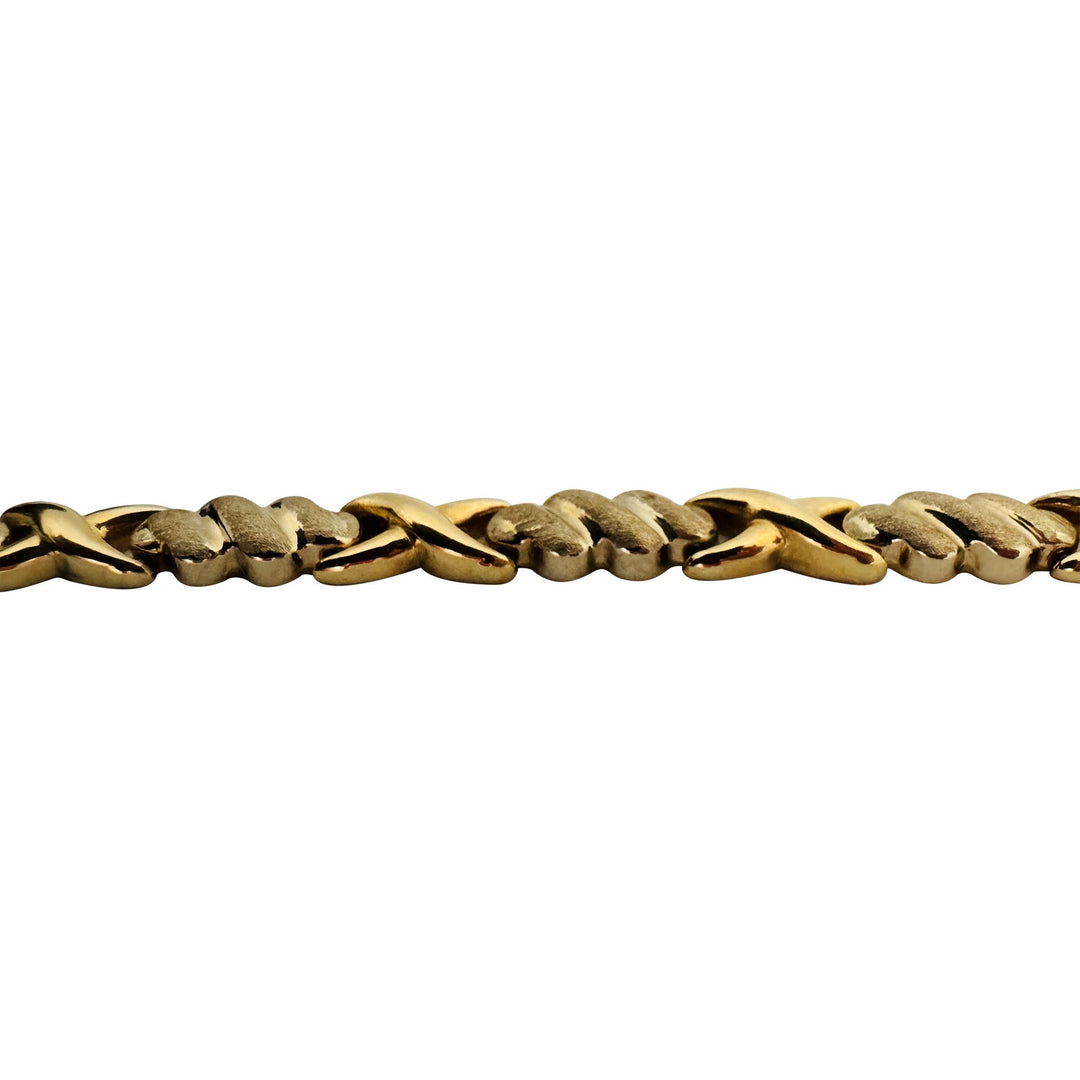 14k Yellow Gold 9.7g Ladies Vintage 7mm Fancy X Link Bracelet 7"