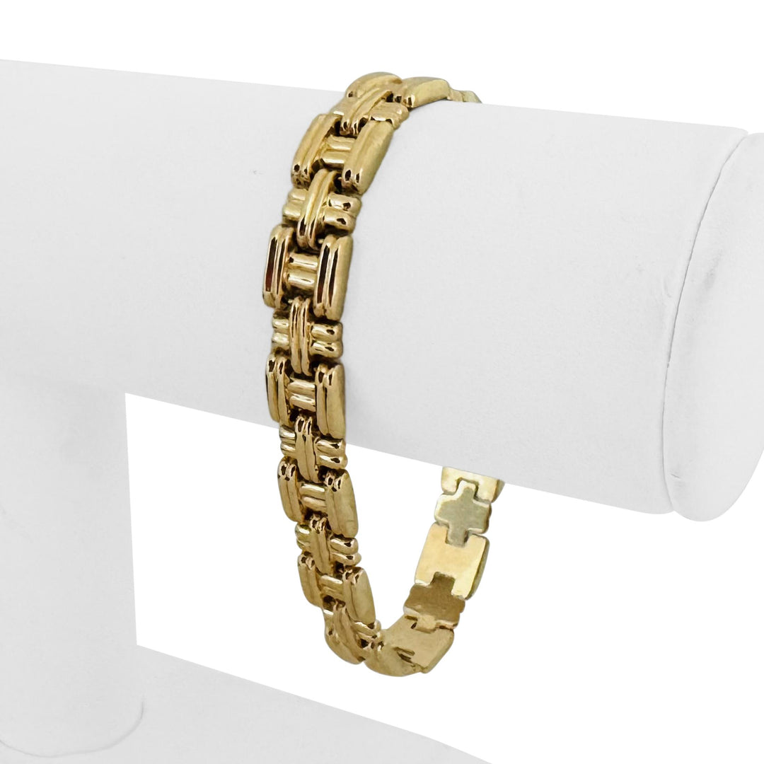 14k Yellow Gold 10.6g Ladies Polished 9.5mm Woven Link Bracelet Turkey 7.25"