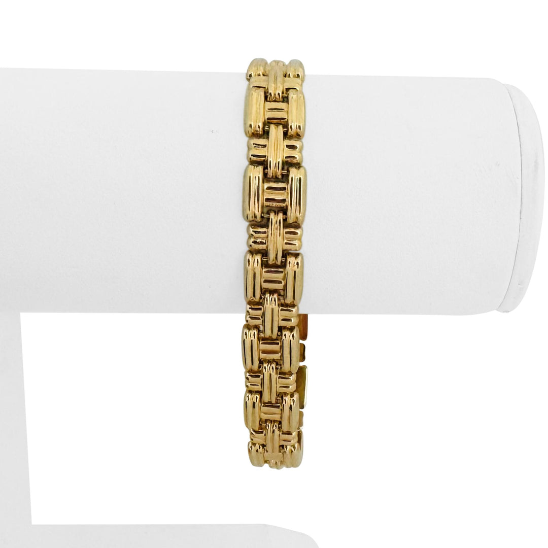 14k Yellow Gold 10.6g Ladies Polished 9.5mm Woven Link Bracelet Turkey 7.25"