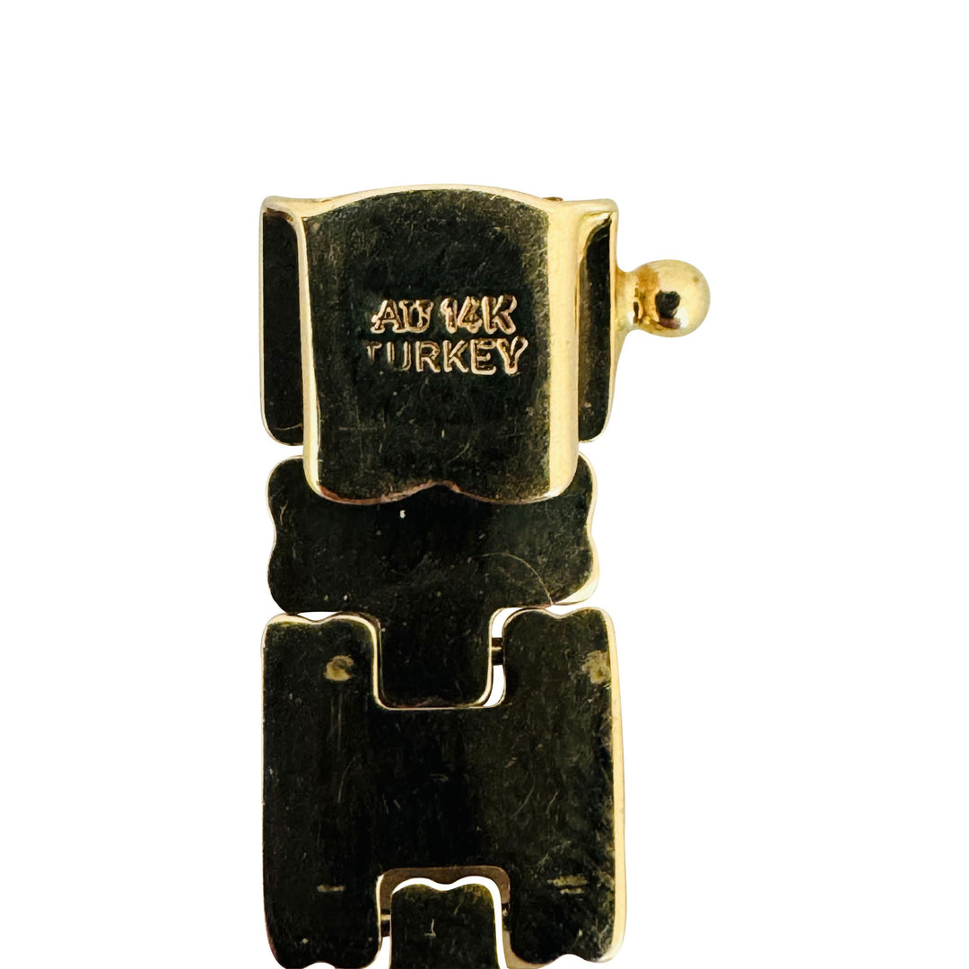 14k Yellow Gold 10.6g Ladies Polished 9.5mm Woven Link Bracelet Turkey 7.25"