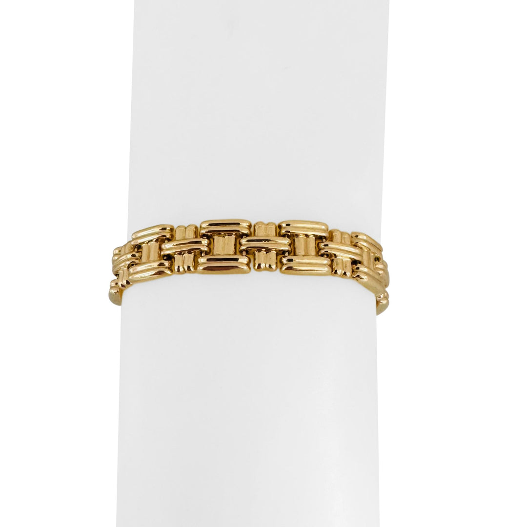 14k Yellow Gold 10.6g Ladies Polished 9.5mm Woven Link Bracelet Turkey 7.25"