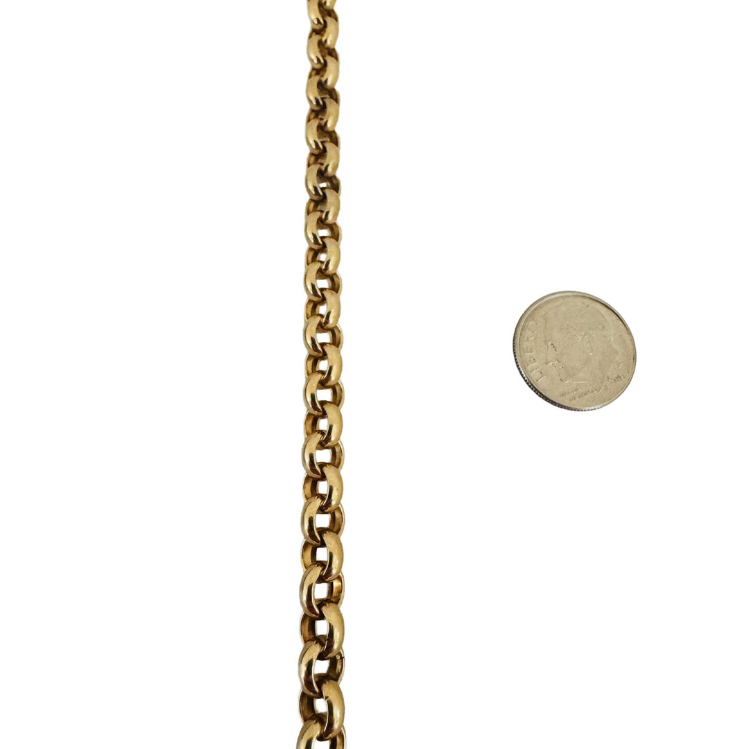 14k Yellow Gold 8.4g Hollow Light 6.5mm Rolo Link Bracelet Italy 7.75"