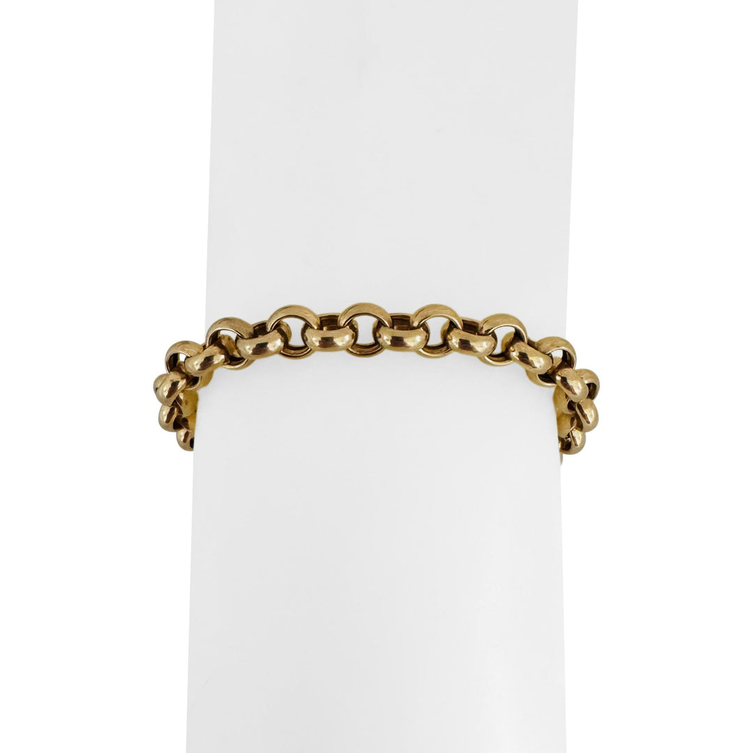 14k Yellow Gold 8.4g Hollow Light 6.5mm Rolo Link Bracelet Italy 7.75"