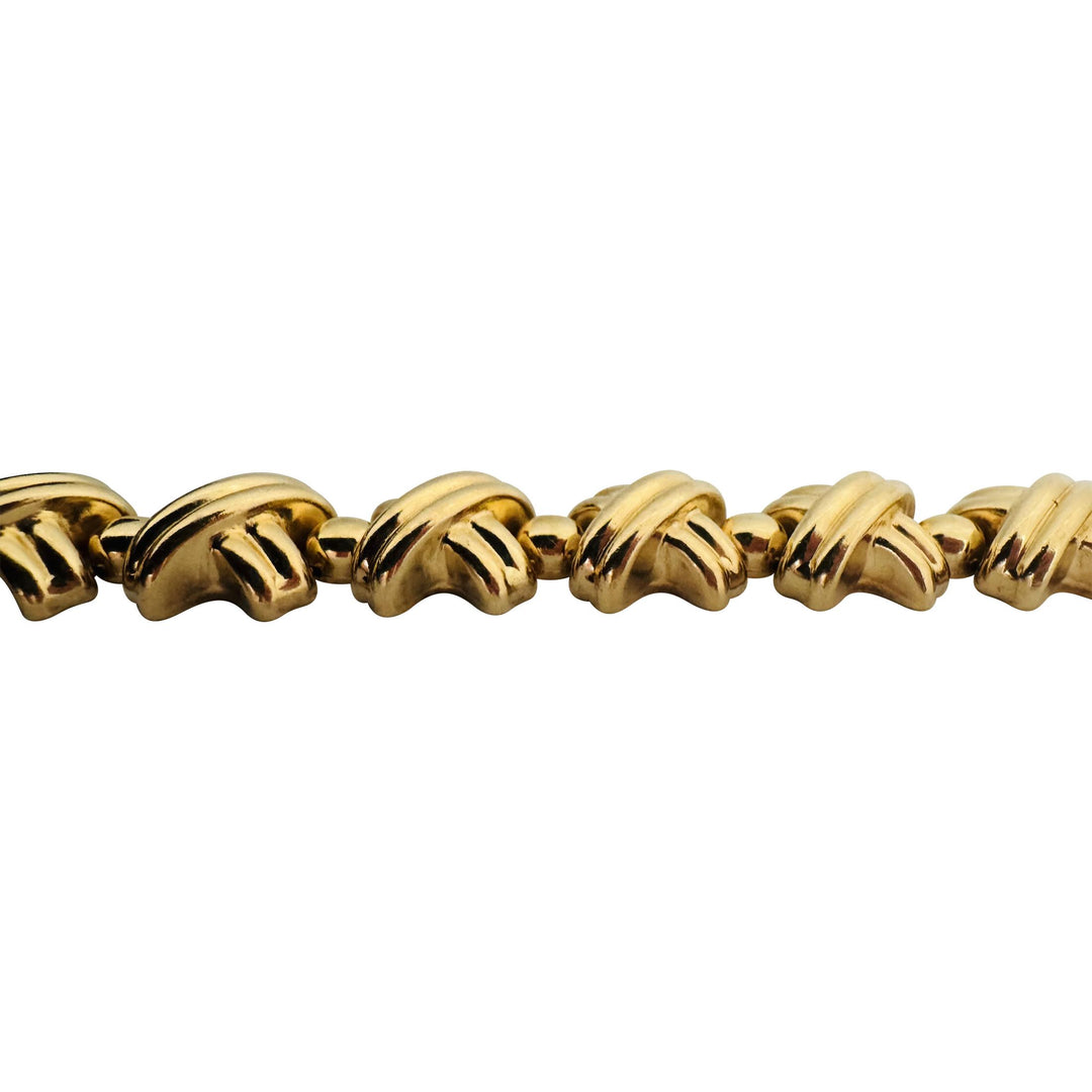 14k Yellow Gold 25.7g Ladies Thick 13mm Fancy X Link Bracelet 8"