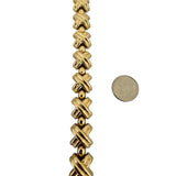 14k Yellow Gold 25.7g Ladies Thick 13mm Fancy X Link Bracelet 8"