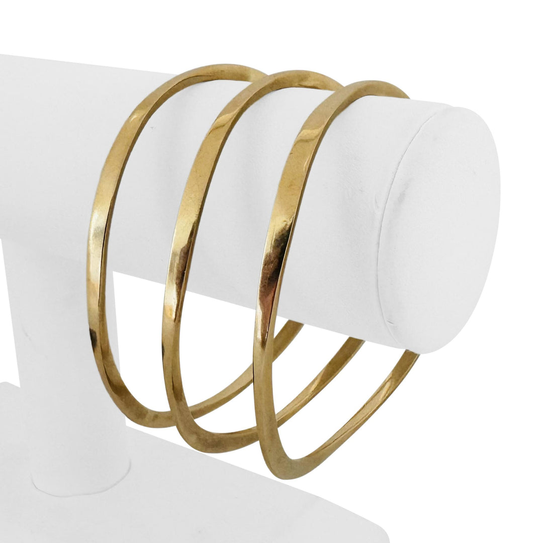 Set of Three 14k Yellow Gold 39.3g Solid Curved Bangle Bracelets 8.5"