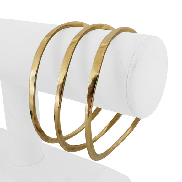 Set of Three 14k Yellow Gold 39.3g Solid Curved Bangle Bracelets 8.5