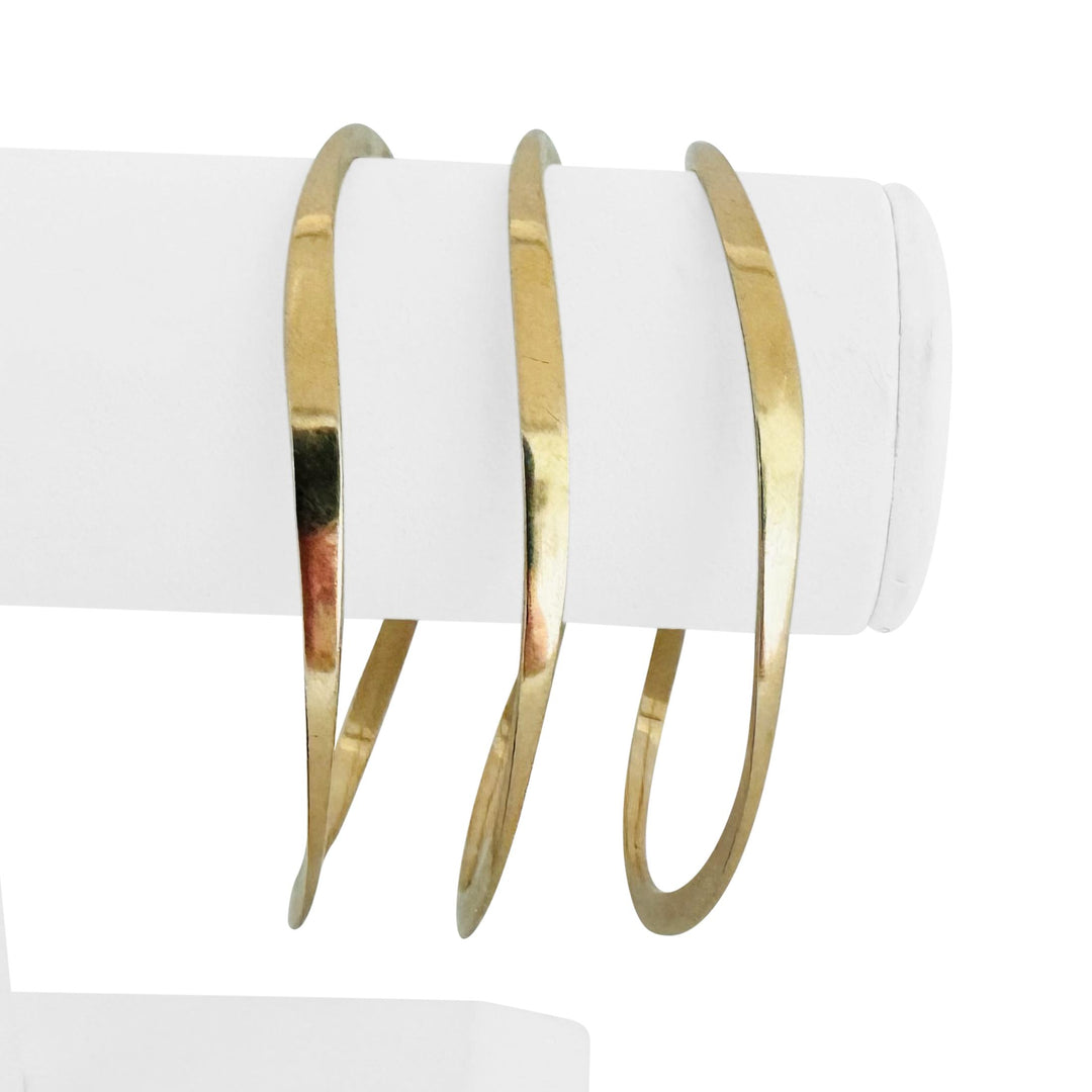 Set of Three 14k Yellow Gold 39.3g Solid Curved Bangle Bracelets 8.5"