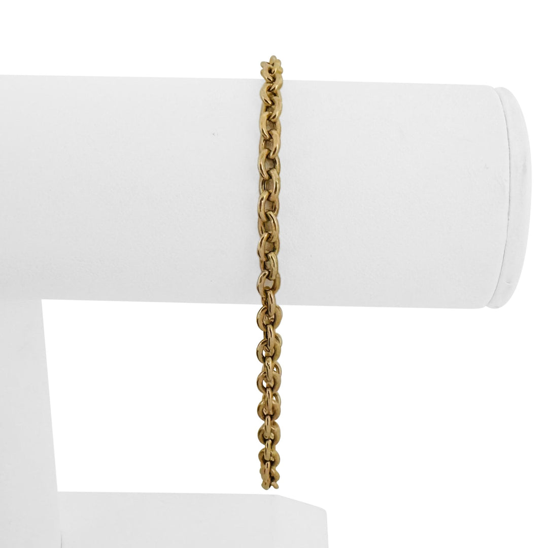 14k Yellow Gold 4.2g Hollow Light 4.5mm Cable Link Bracelet Turkey 7.75"
